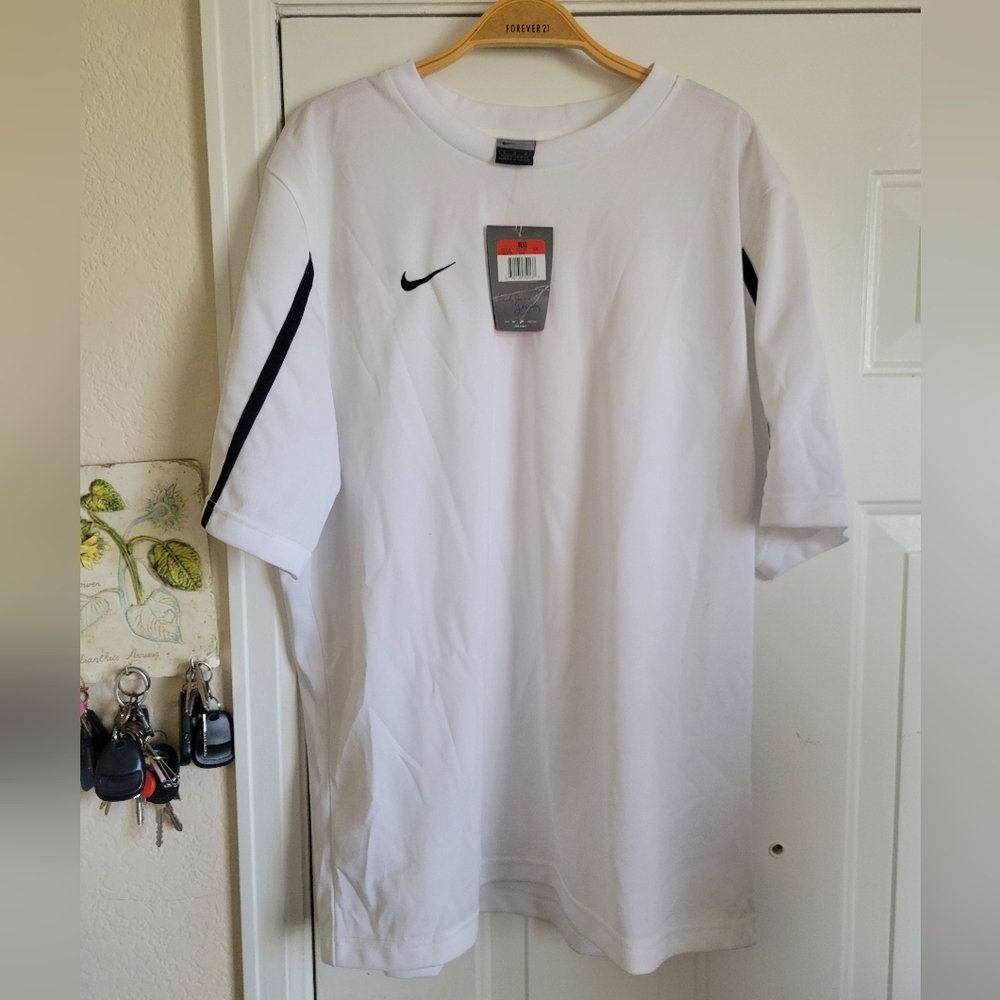 Nike Men's White T-Shirt Running 90s 2000s White Large BNWT